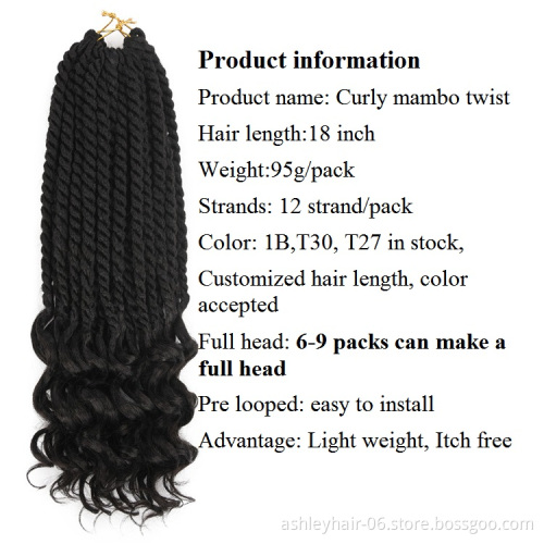 Julianna 18 Inch 24 Roots Crochet Goddess Faux Locs Curly Ends'With Kanekalon Synthetic Braid Hair